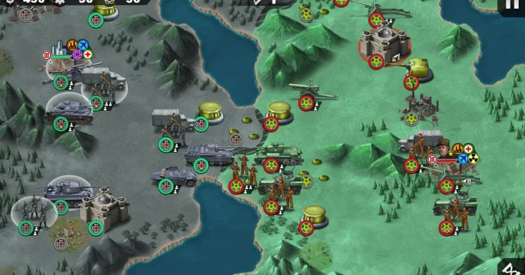 World Conqueror 4 conquest mode gameplay with tanks and infantry
