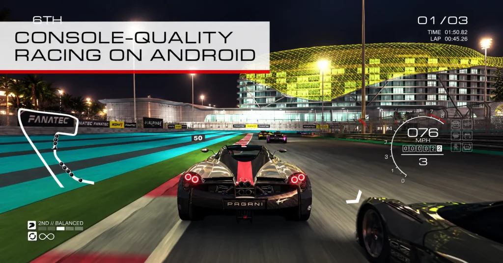 GRID Autosport hypercar racing at night on a lit circuit