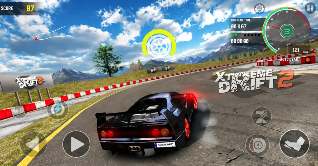 Xtreme Drift 2 style track drift with score counter and auto gear speedometer
