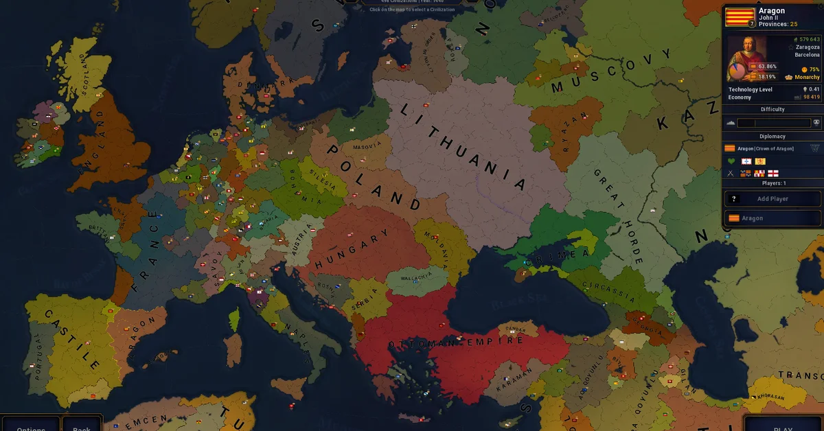 Age of History II world map with nations