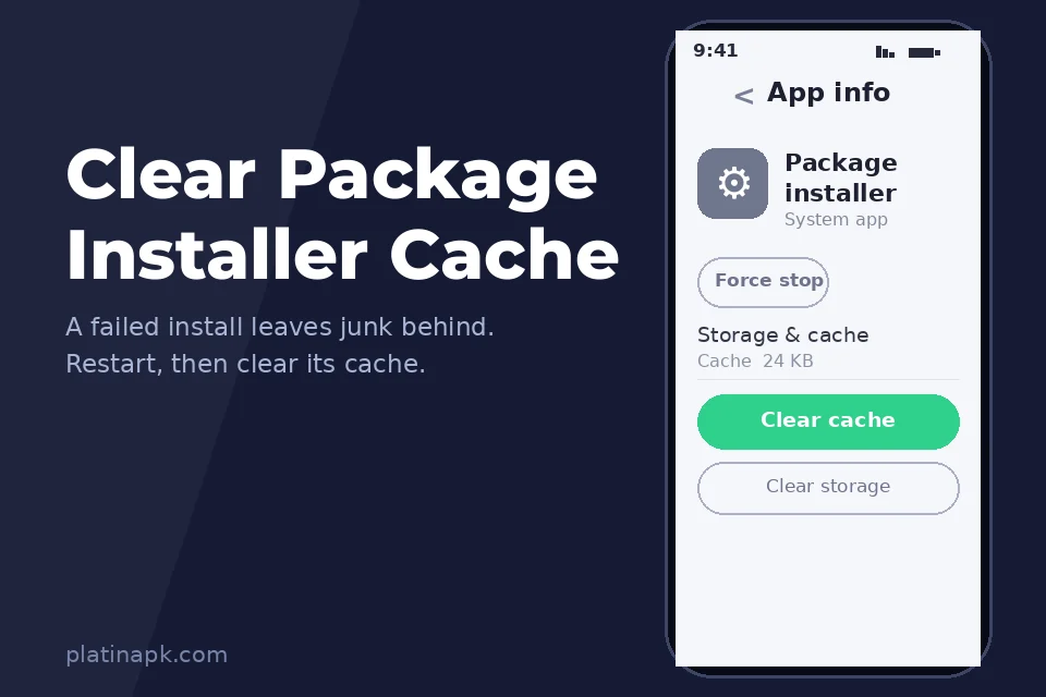Clearing the Package Installer app cache in Android App info