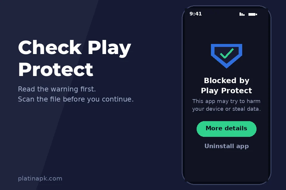 Google Play Protect warning dialog blocking an app install on Android