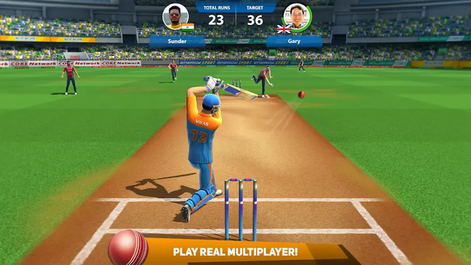 Cricket League fast two over match gameplay on Android