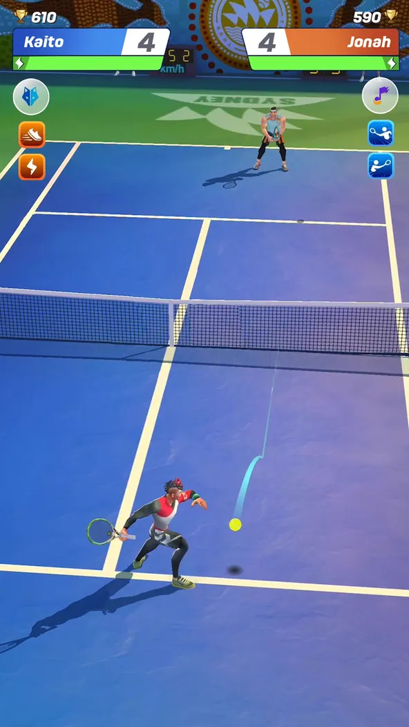 Tennis Clash real time tennis match gameplay