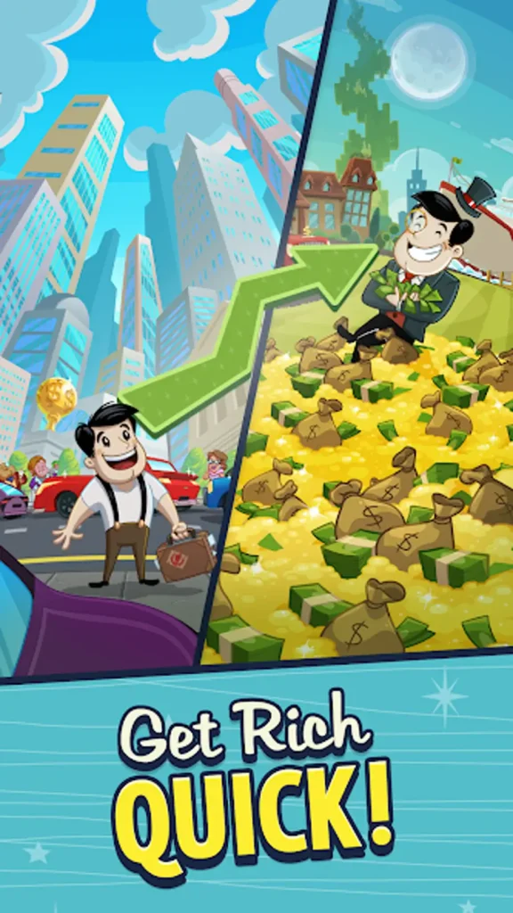 AdVenture Capitalist gameplay screenshot showing a businessman earning money from businesses