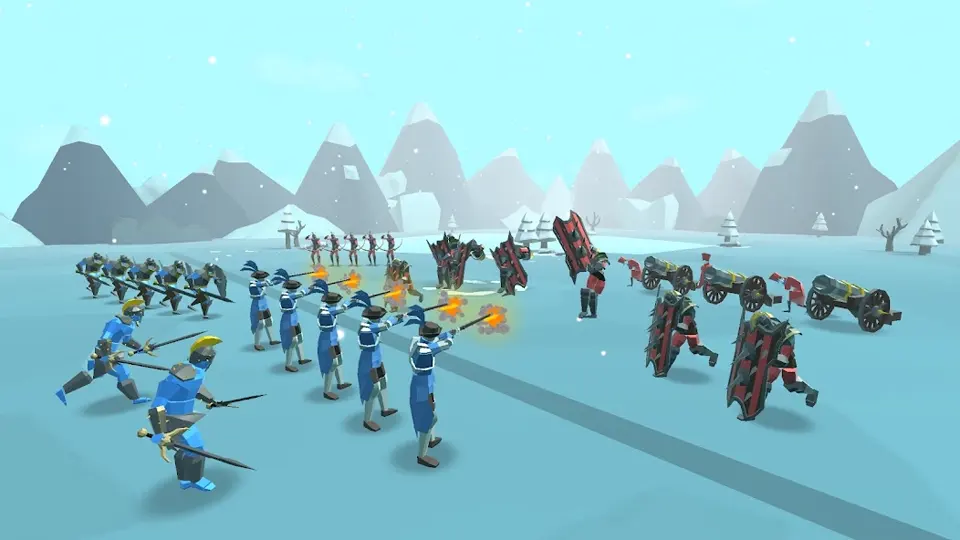 Epic Battle Simulator 2 gameplay screenshot showing two armies battling on a field