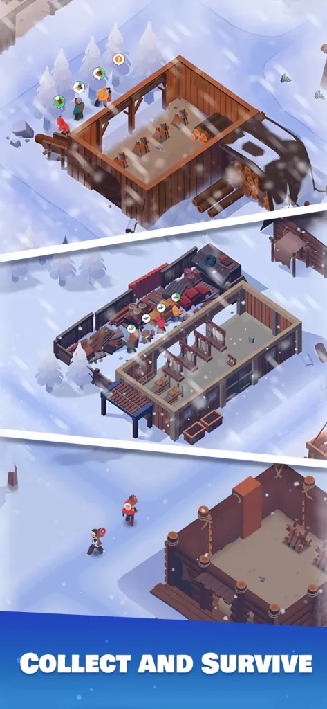 Frozen City survivors collecting resources in snow