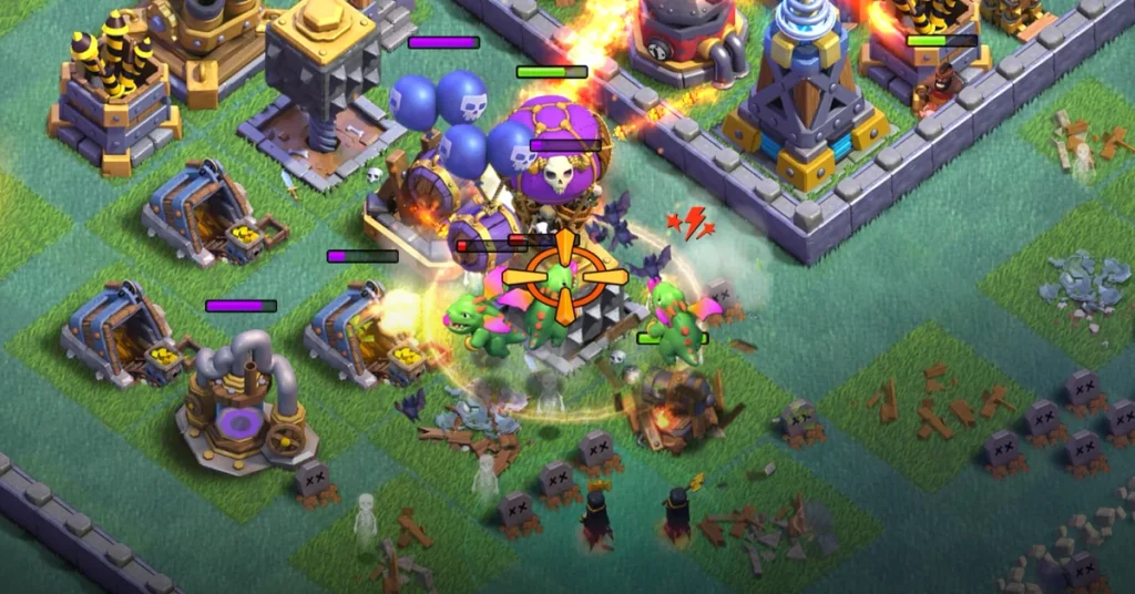 Clash of Clans battle attack with dragons and balloons