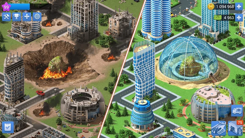 Megapolis big city with railways and an airport