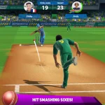 Cricket League MOD APK guide with batsman in stadium