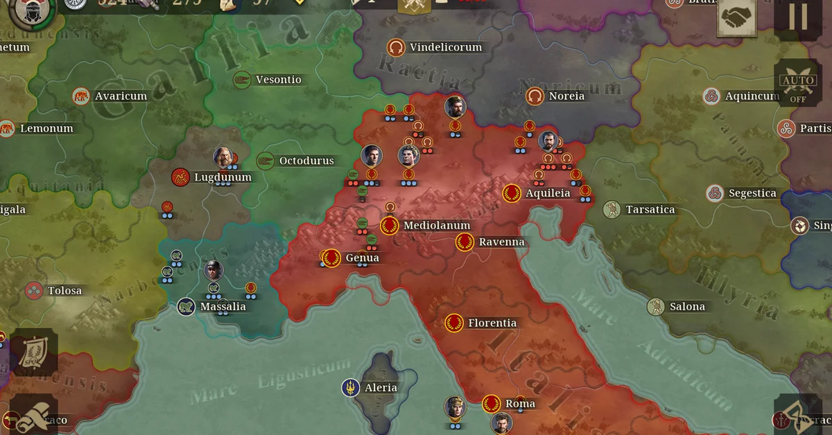 Great Conqueror Rome legions on the campaign map