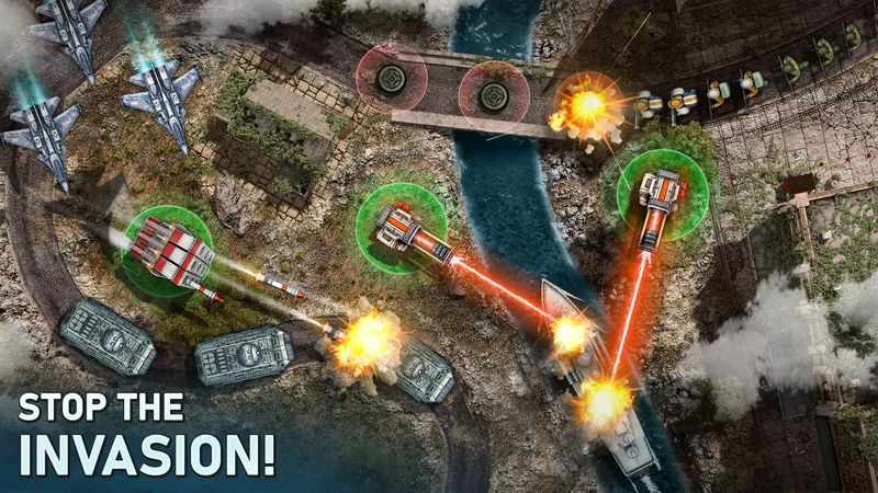Defense Zone 3 turrets firing at armored enemies