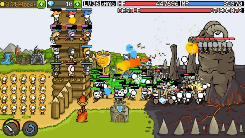 Grow Castle heroes defending the castle wall