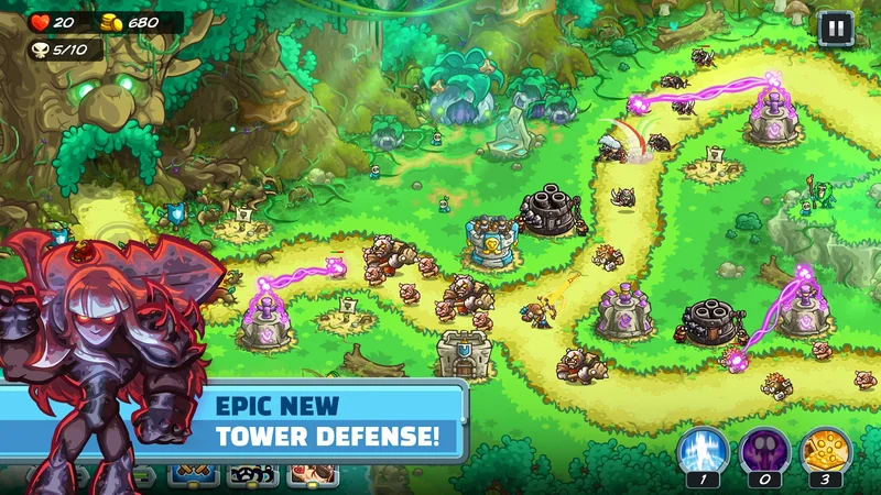 Kingdom Rush 5 Alliance heroes and towers in battle