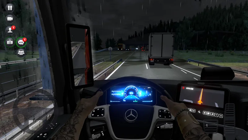 Truck Simulator Ultimate truck cockpit in rain