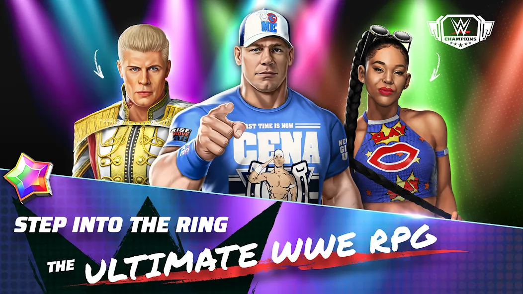 WWE Champions cover art with John Cena, Cody Rhodes and Bianca Belair